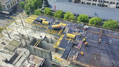 Tower Crane Operator View — Working on Crane in Kaunas, Lithuania (4K)`