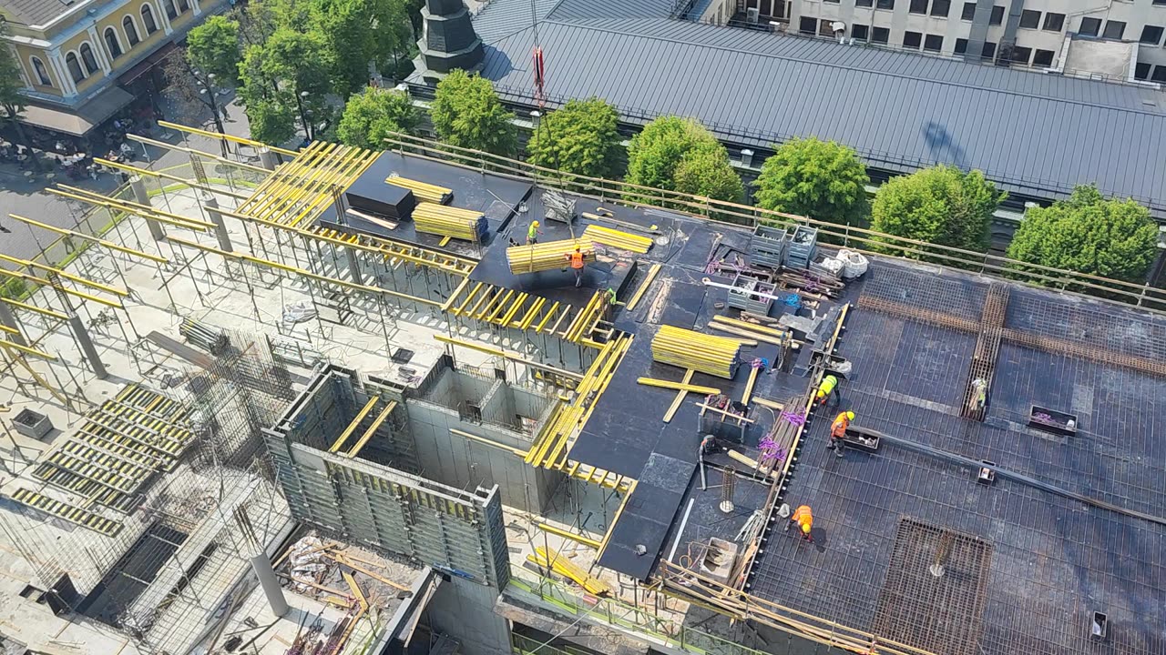 Tower Crane Operator View — Working on Crane in Kaunas, Lithuania (4K)`