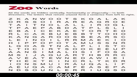 Zoo words search:; How many words can you find? Take note of your findings!