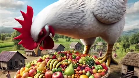 Happy hen and rich farmer