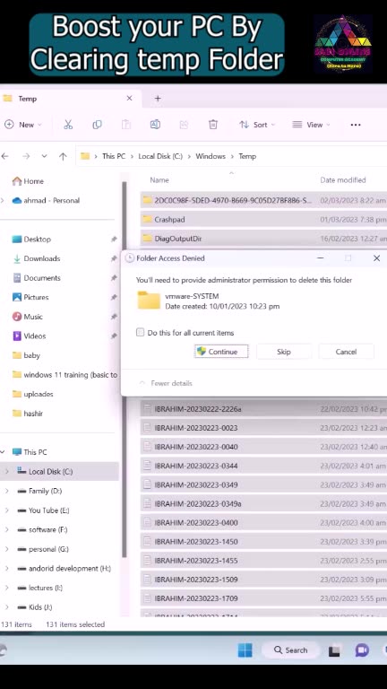 Boost your PC By Clearing temp folder #shorts