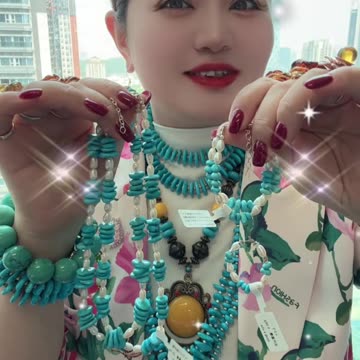 20250802-7 Natural Turquoise Sterling Treatment Pearl Set Decorate Dual Rhyme Glamour