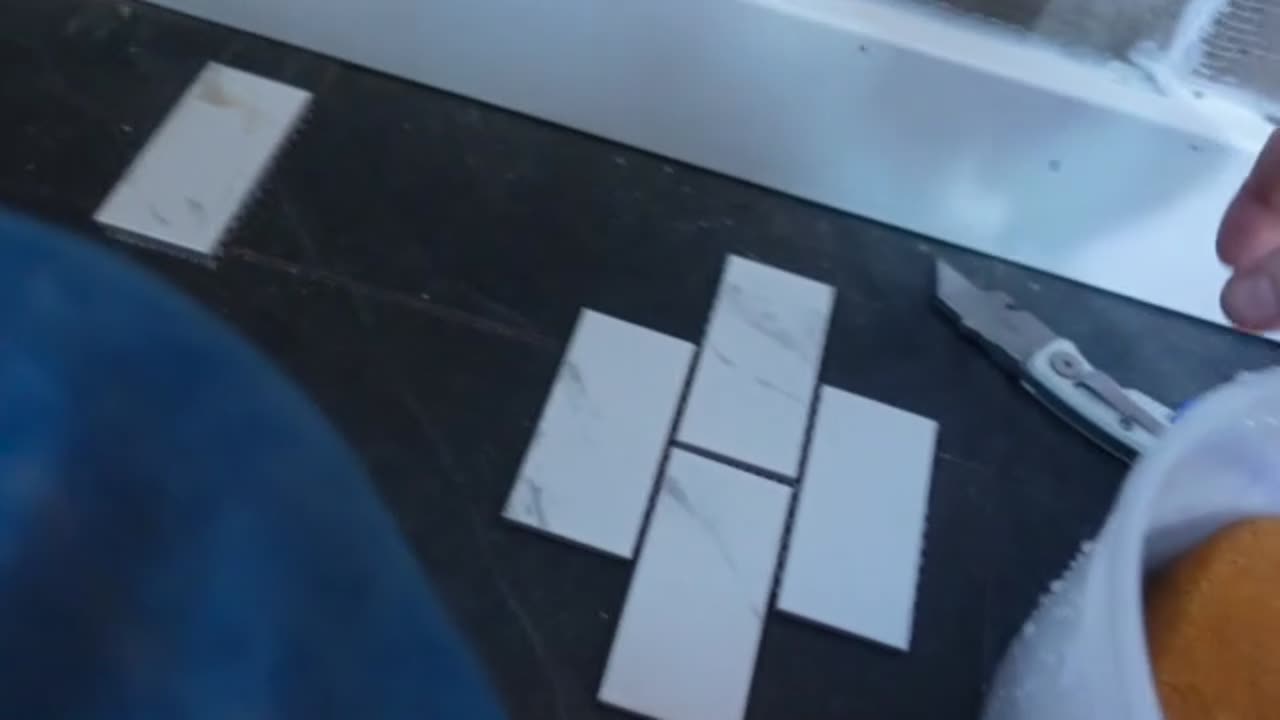 Bath Out In The Fields Tile Work. Never used these sheets of tiles and I liked the ease & Speed.