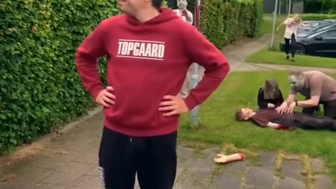 When the whole world was falling apart… he just kept watching! ‍♂️ #zombie #zombies #zombieshorts