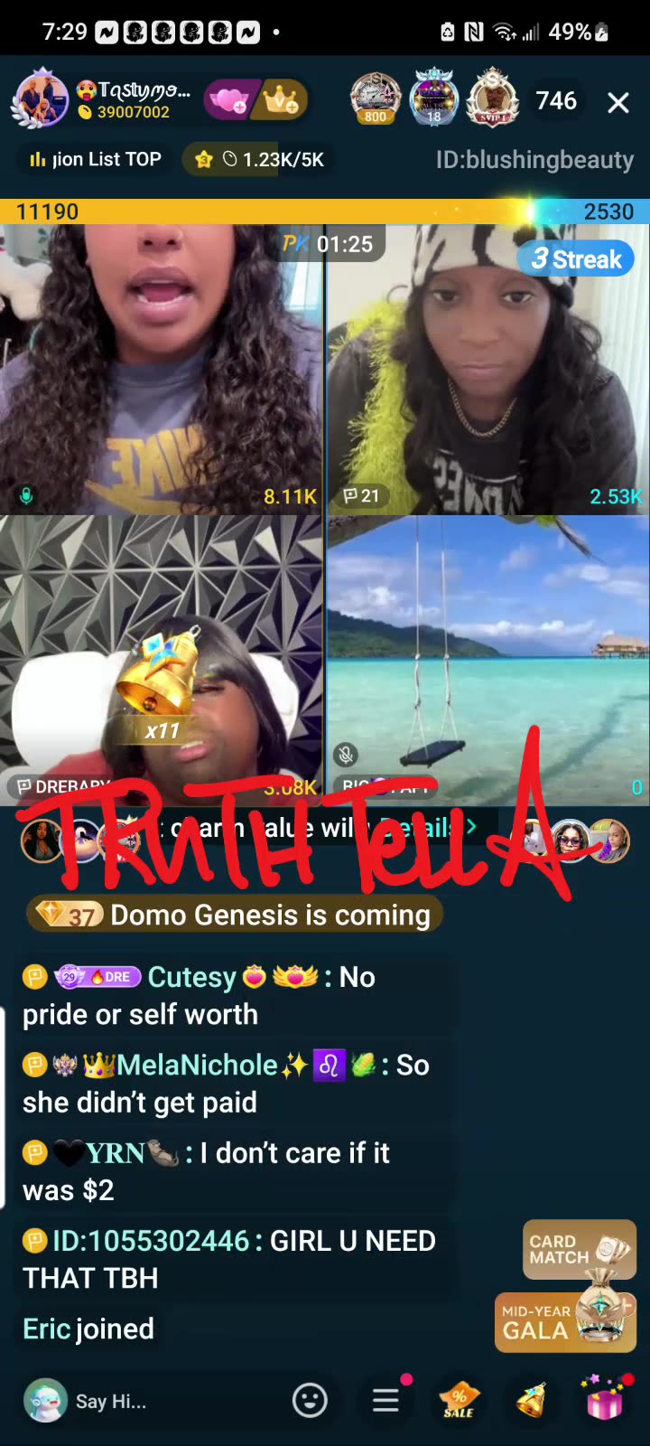 TASTYMOCHA GOES LIVE WATCHING HER FIGHT WITH PRETTY TEETEE THEN JOINS TEAM PK