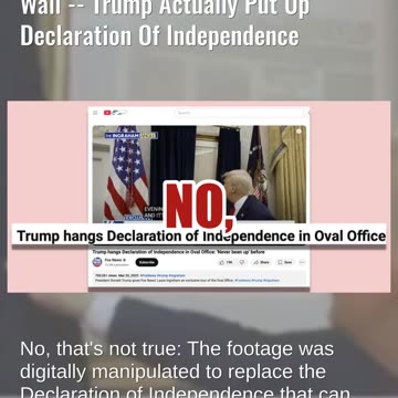 Fact Check: Edited Video Shows Bitcoin Whitepaper On Oval Office Wall -- Declaration Of Independence