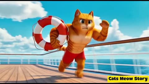 Kitten Overboard! DAD CAT VS SHARK🦈🐾
