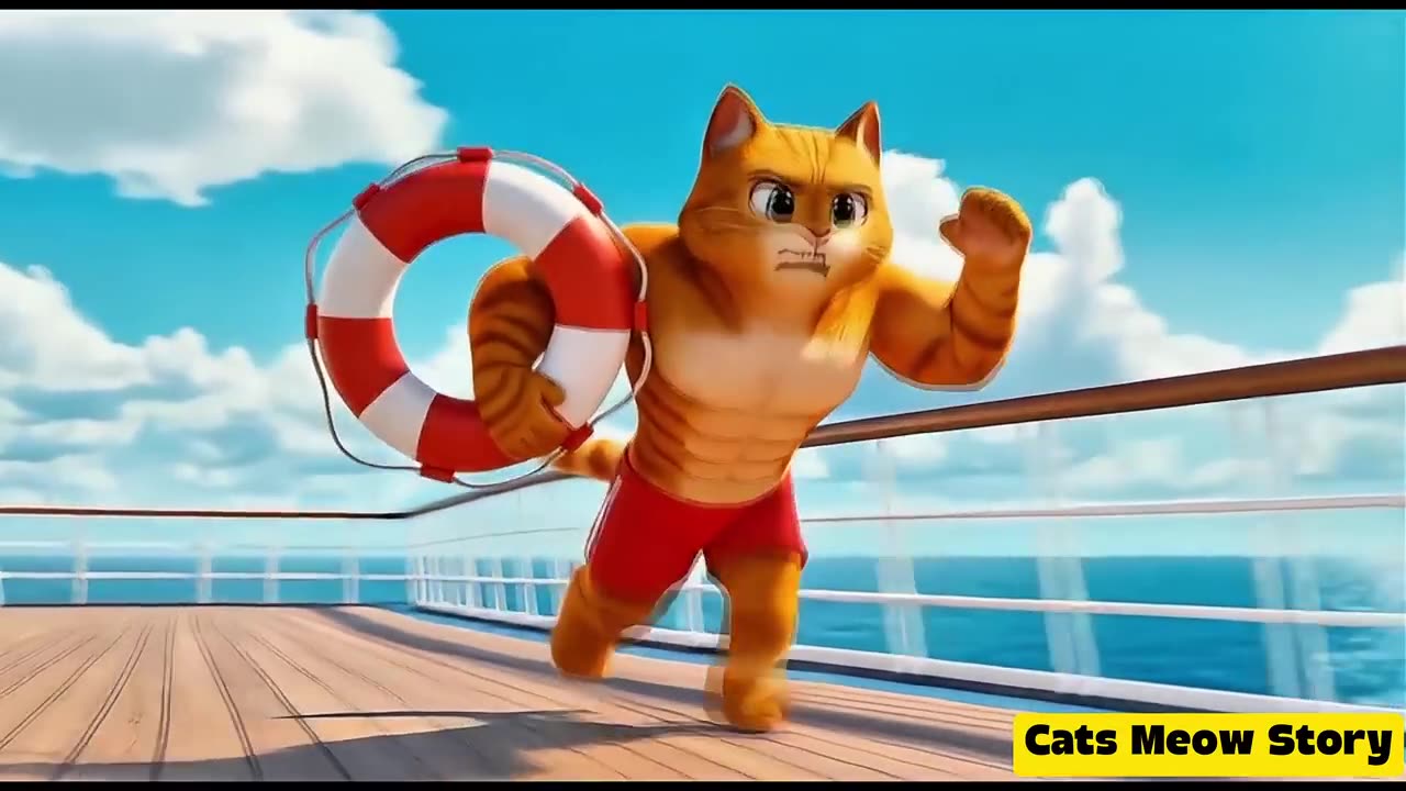 Kitten Overboard! DAD CAT VS SHARK🦈🐾