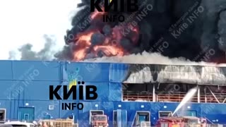 ‼️ Footage from Kyiv region. Epicenter logistics center destroyed after UAV attack.