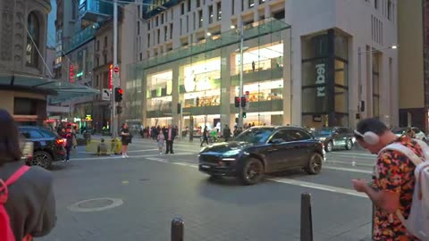 Sydney Australia Walking Tour - Busy George Street in the Evening | 4K HDR