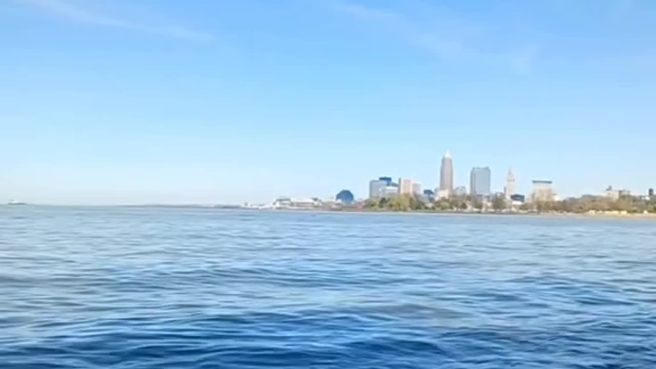 Lake Freighter Ship Heading Into Port Cleveland