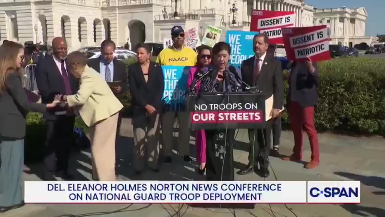 DC Delegate Eleanor Holmes Norton, 88, needed assistance from a staffer to walk away