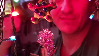 A DIY Christmas tree star made from a bicycle chain.