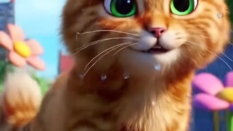 Cute cat running in the rains