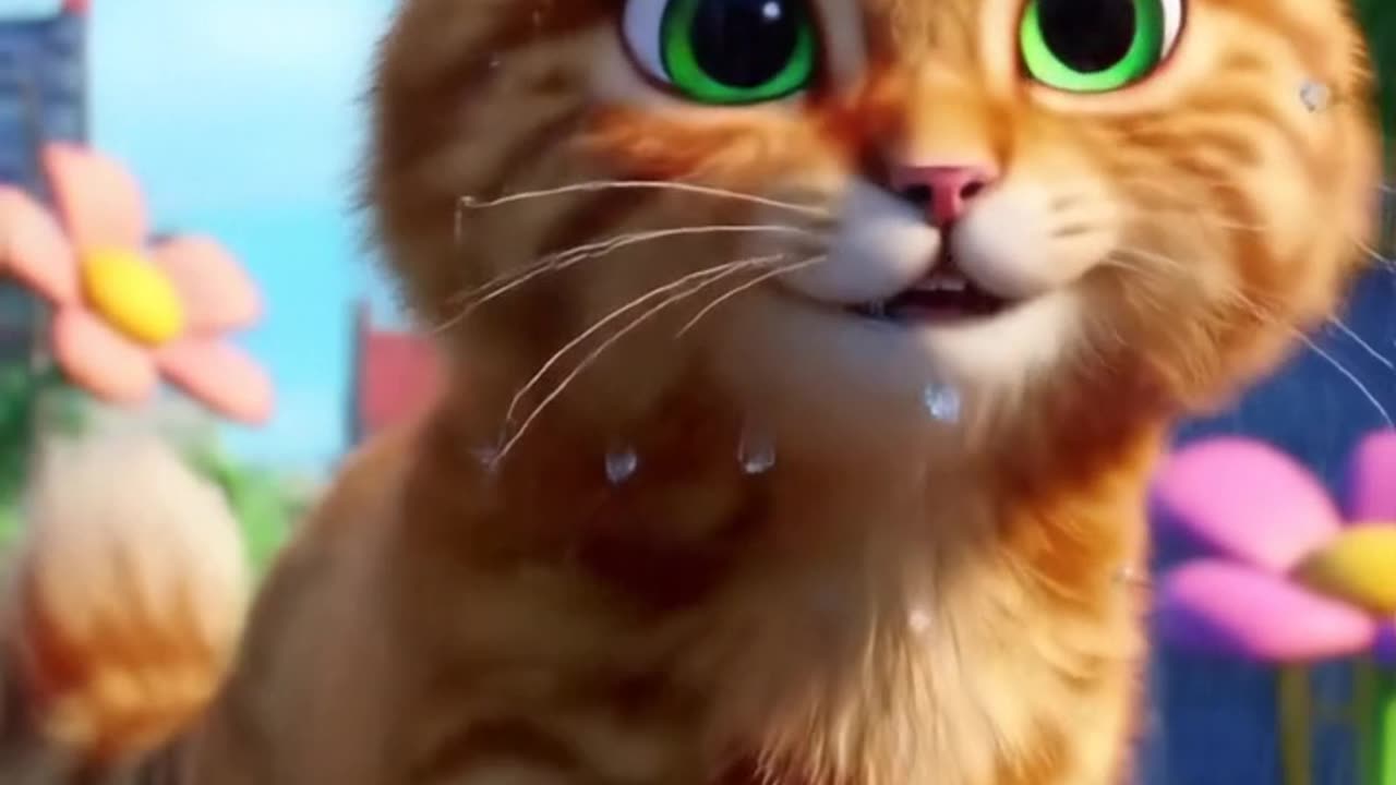 Cute cat running in the rains