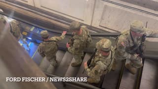 Video shows armed National Guard troops patrol Metro Station in Washington DC