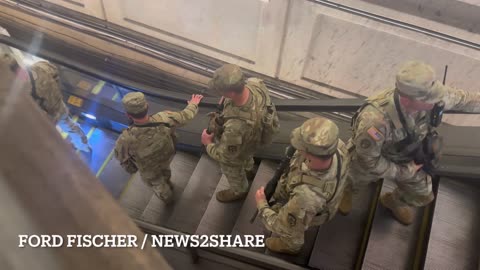 Video shows armed National Guard troops patrol Metro Station in Washington DC