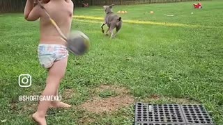Some dudes spend decades playing golf and still don’t have a swing half as smooth as this toddler’s
