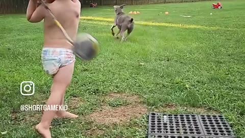 Some dudes spend decades playing golf and still don’t have a swing half as smooth as this toddler’s
