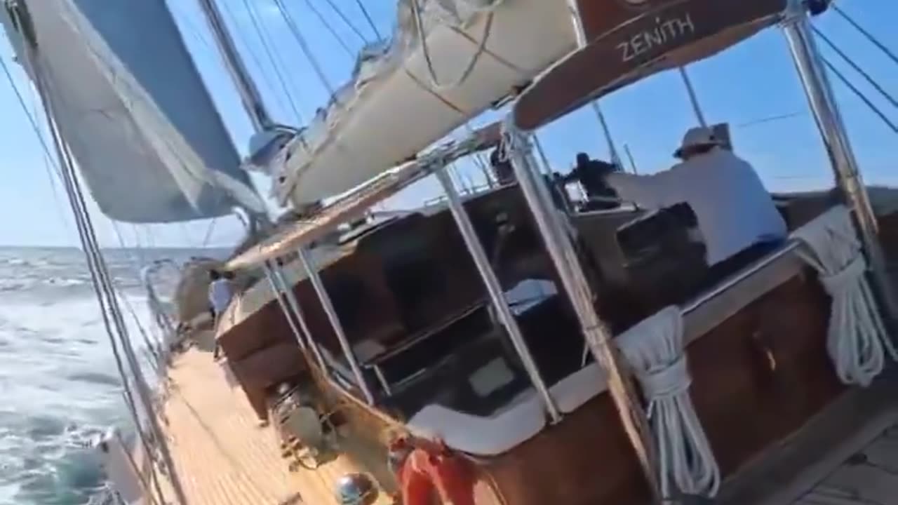 Sailboat heels sharply in mid-sail