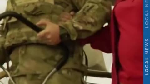 National Guard soldier seen helping a woman down the stairs at a D.C. Metro station!