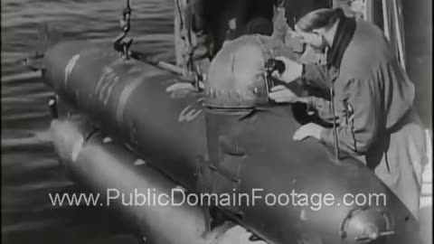 Captured German World War Two Newsreel 6 - One man submarines www.PublicDomainFootage.com