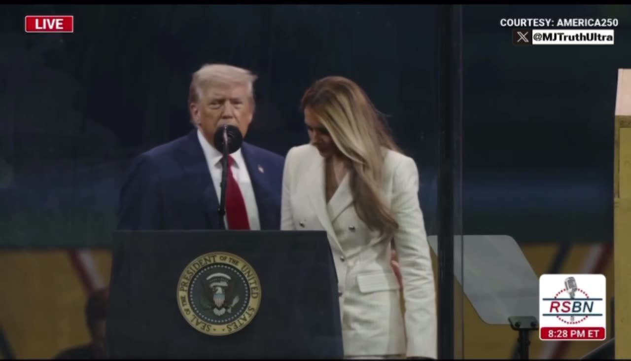 Melania Joins President Trump on stage