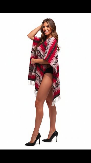 🦃🕎🌨️🎄🎁🍾🎇⛄♥️RED♥️Sharpshooter Clint Eastwood Style Western Party Poncho♥️
