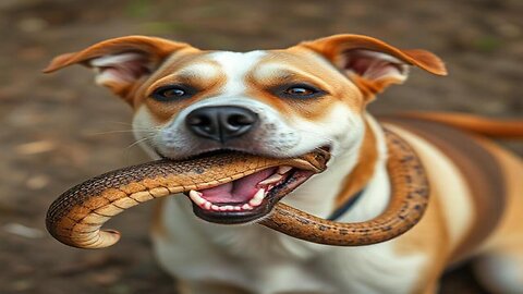 Dog drops off a snake to the Kids