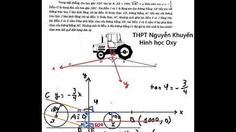 THPT Nguyễn Khuyến: Trong mặt phẳng, cho tam giác ABC cân tại A: AB = 1000; ∠BAC = φ