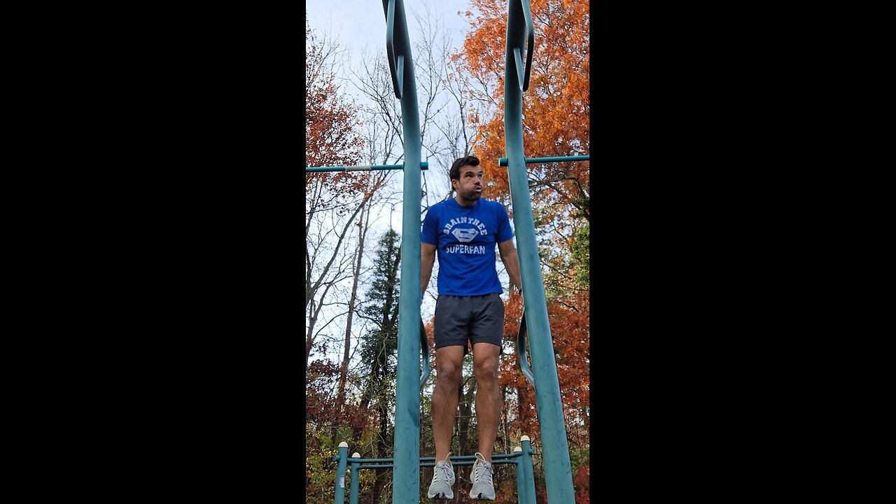 Dips outside in November! Dips are one of the best exercises for building upper body strength!