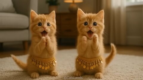 The Funniest Cat Family Dance Ginger Mama Cat, Black Papa Cat, and Their Kittens Go Viral
