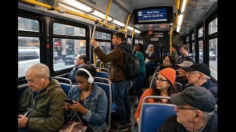 People inside the Newflyer MTA BUS