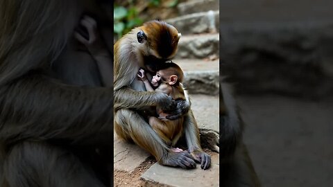 Friendly gray monkey, likes to meditate