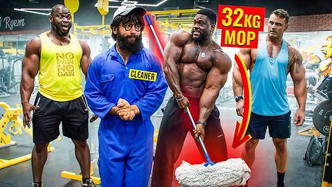 ELITE Powerlifter ANATOLY Use 32kg Mop ｜ Pretended to be a CLEANER in a GYM #34