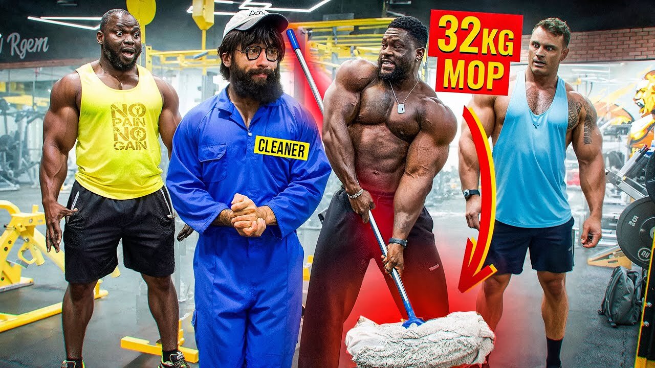 ELITE Powerlifter ANATOLY Use 32kg Mop ｜ Pretended to be a CLEANER in a GYM #34