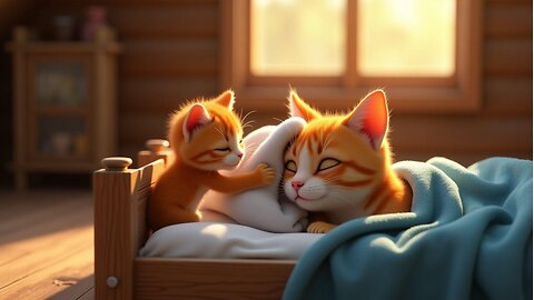 Kitten Looks After Sick Mama Cat and Helps Around the House!