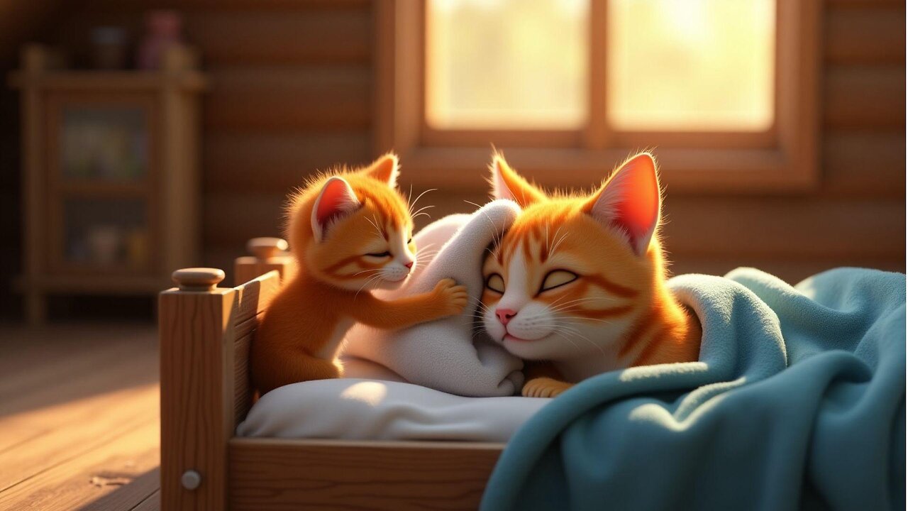 Kitten Looks After Sick Mama Cat and Helps Around the House!