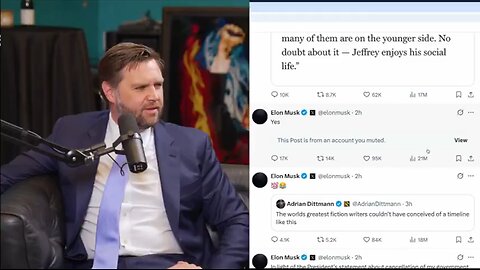 LMAO JD Vance sees that Theo Von’s producer muted an account…instantly cracks up* Ian Miles Cheong*