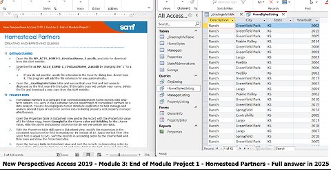 New Perspectives Access 2019 | Module 3: End of Module Project 1| Homestead Partners (2025)