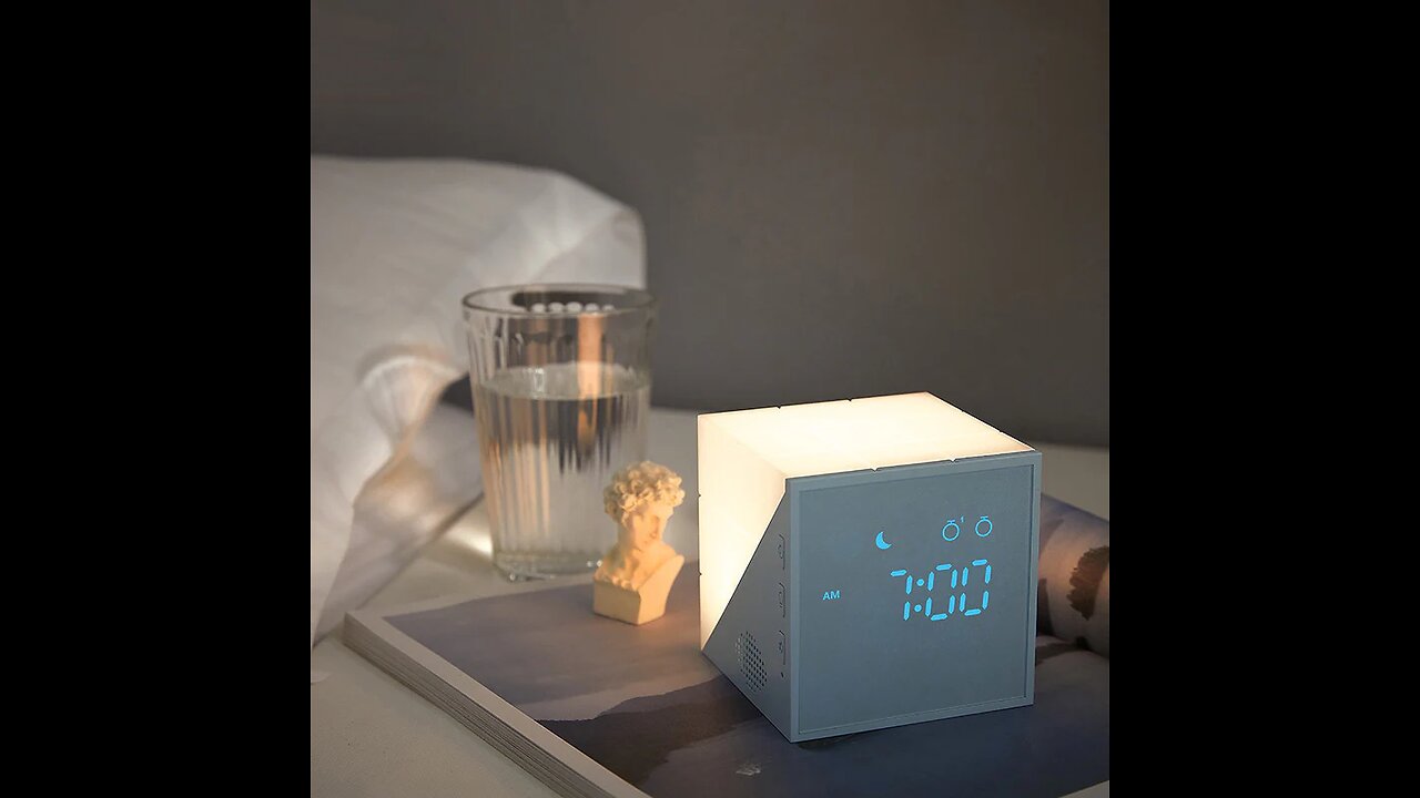Cube Alarm Clock, with Colorful Lights, Voice-control Night Light, Timer, Temperature Display