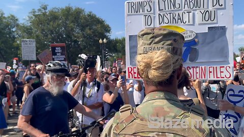 Left-wingers are heckling Washington DC National Guardsmen and trying to get VERY close to them.