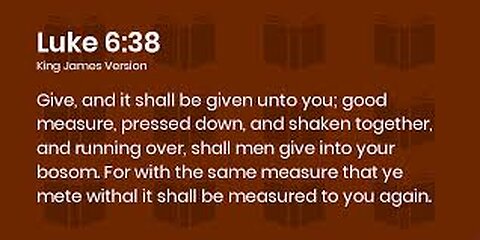 Verse Of The Day : Luke 6:38 Give, and it will be given to you.