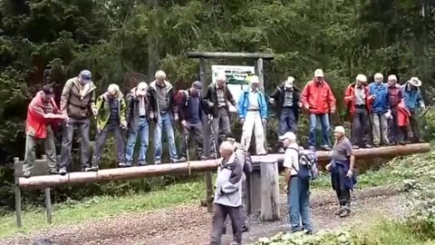 Will it be a new viral game for seniors? 🤣🤣🤣 These senior citizens and their epic log drop!