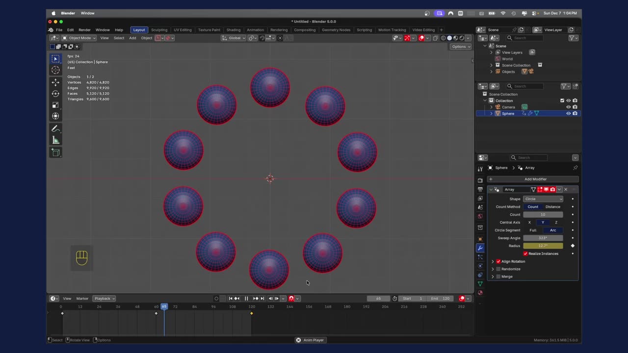 Blender Dumbed Down: Creating a Circular Array in Blender 5.0 #tutorial #3danimation #3d