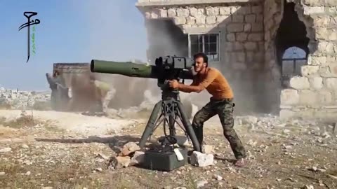 Syrian War Handarat N. Aleppo TOW ATGM vs BMP-1 hit (Hazzm Movement) 2014.10.03