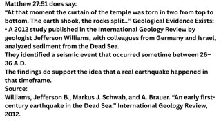 The earthquake during the crucifixion of Jesus
