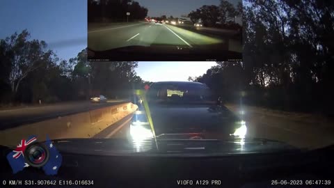 Aussiecams - Traffic on the highway stops suddenly and then . . . . . . whack! WA