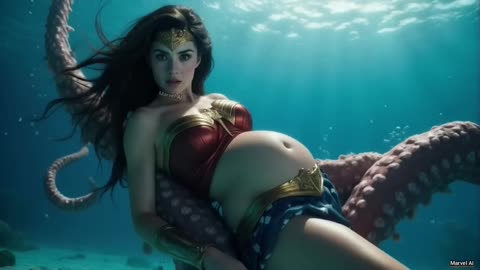 Depth Of the Ocean The Giant Squid Took Wonder Women Ai Short Video