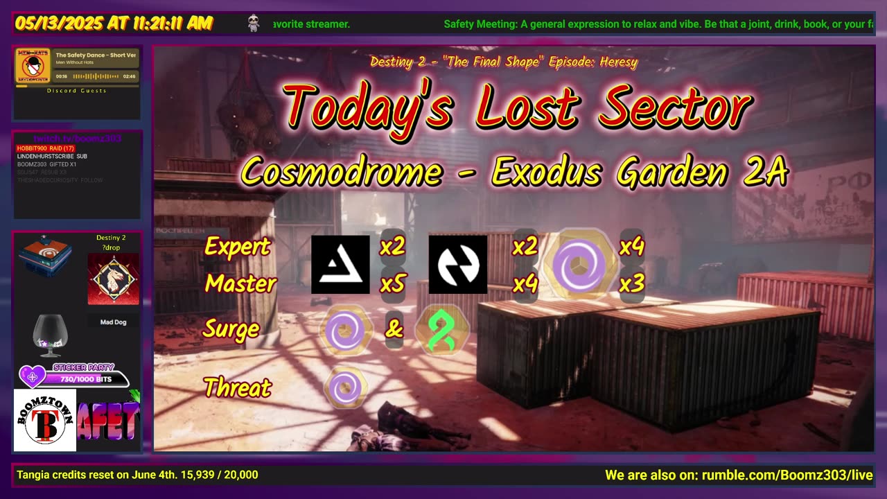 Destiny 2: 5-13-25 Exodus Garden 2A is the Lost Sector. Void/Strand Surge.